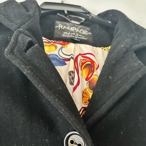 Rampage Wool Women's Black Trench Coat - Picture 5 of 7